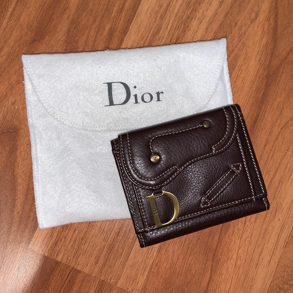 NWOT Authentic Christian Dior Leather Saddle Trifold Wallet